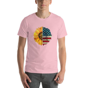Sunflower mixed american flag pattern Unisex T-Shirt