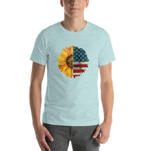 Sunflower mixed american flag pattern Unisex T-Shirt